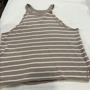 Aerie Brown and White Striped Tank Top